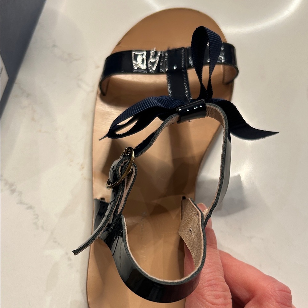 Jacadi Navy Blue Kids Sandals with Bow - Picture 4 of 12